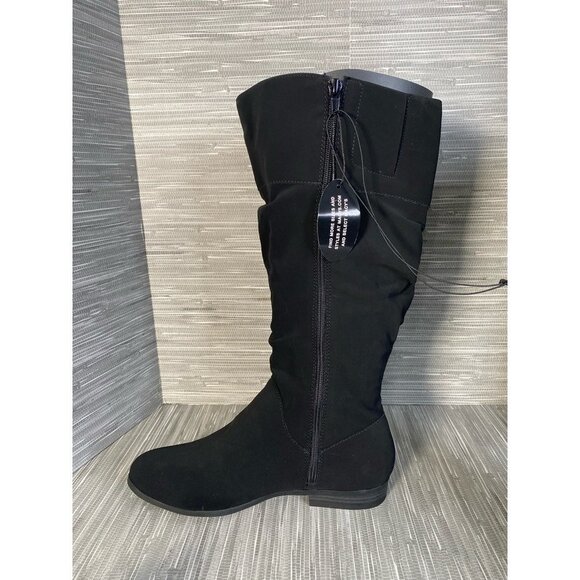 Style & Co Womens Kelimae Slouch Boots Black Mid Calf Low Heel Block Zip 8.5 New - Picture 3 of 11